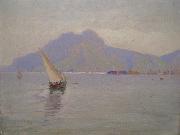 Carl Wilhelm Barth Innseilingen Til Palermo oil painting on canvas